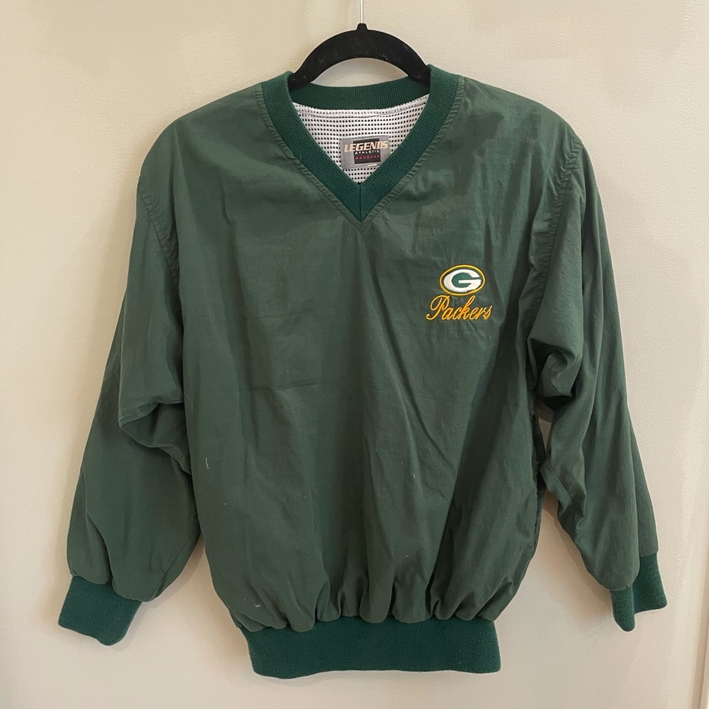 Vintage green bay packers pullover windbreaker